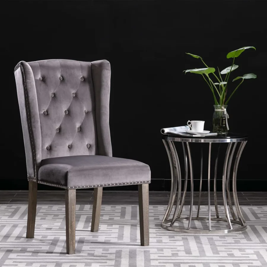 Chaises à manger lot de 4 gris velours - 2