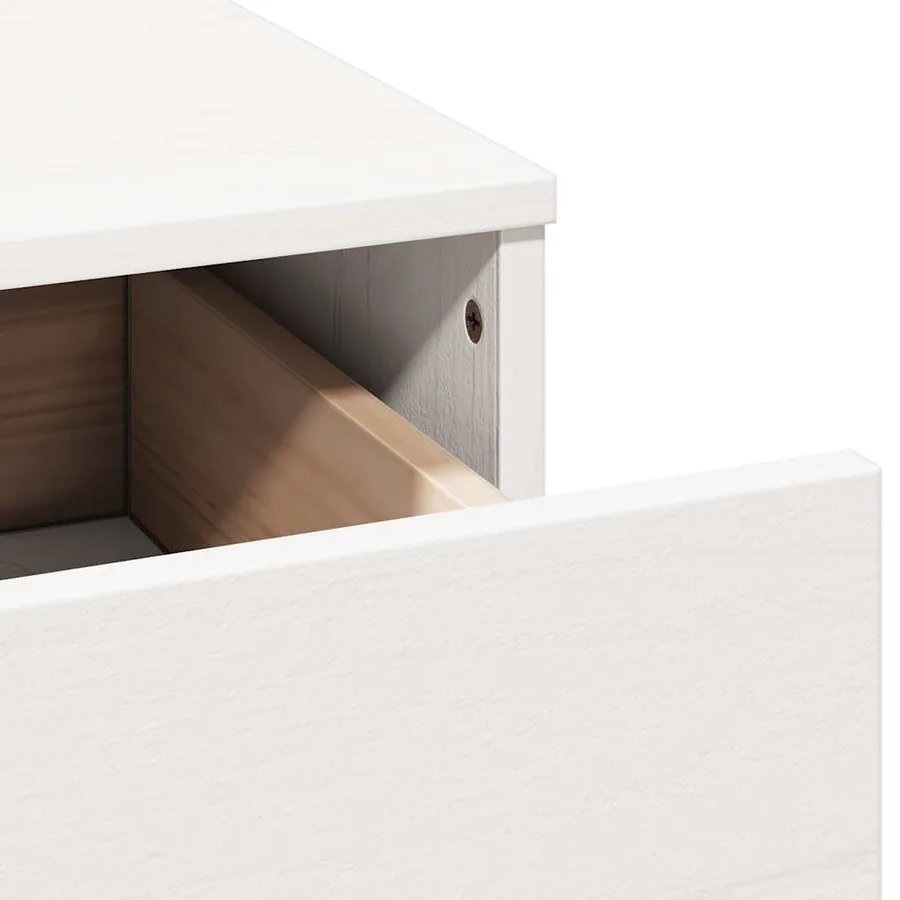 Ensemble de coiffeuse avec miroir Blanc Bois de pin solide - 9