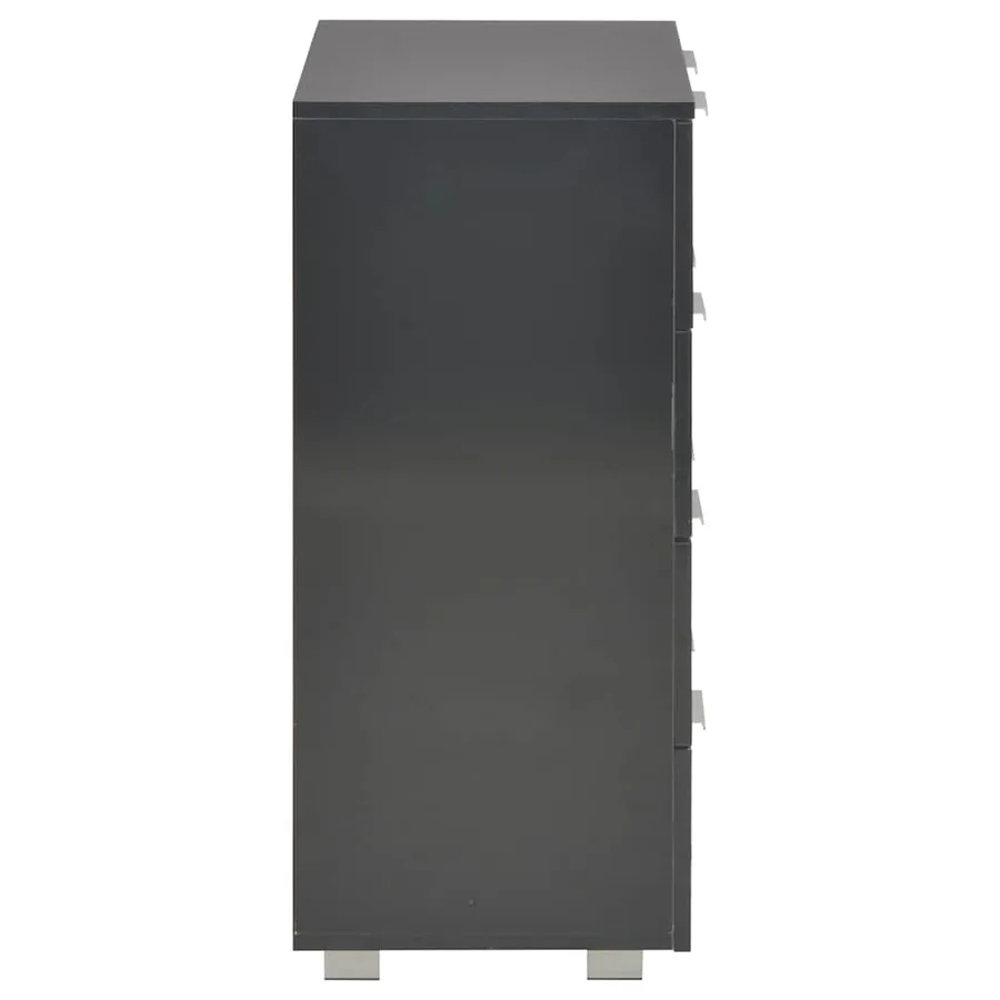 Buffet Noir brillant 60x35x80 cm Bois d'ingénierie - 4