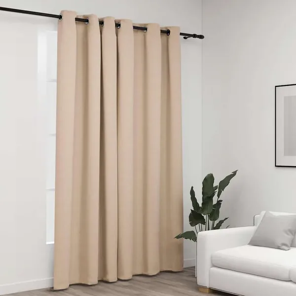 Rideau occultant aspect de lin avec œillets beige 290x245 cm