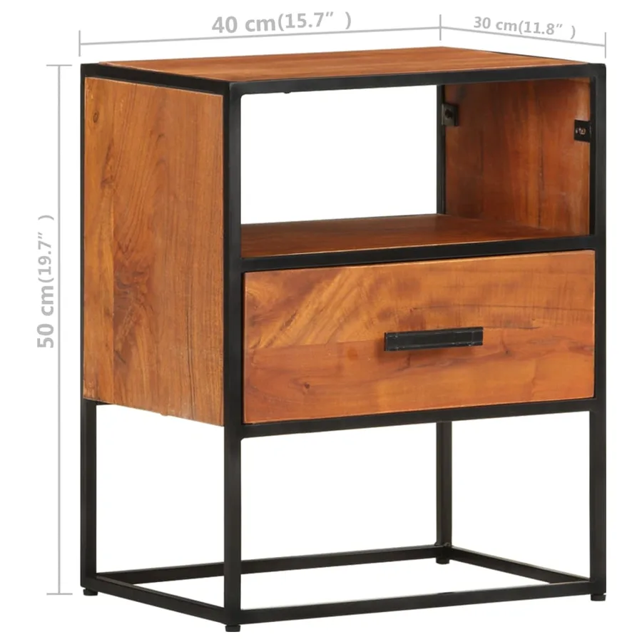 Table de chevet 40x30x50 cm Bois d'acacia massif - 8