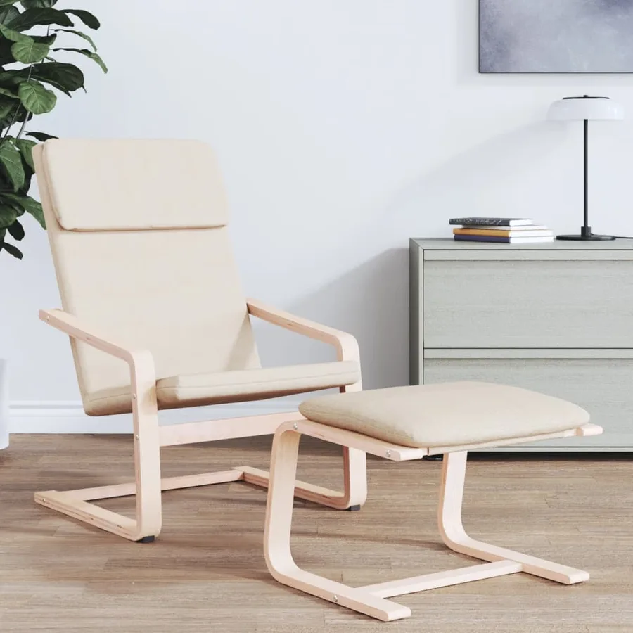 Chaise de relaxation Crème Tissu - 3
