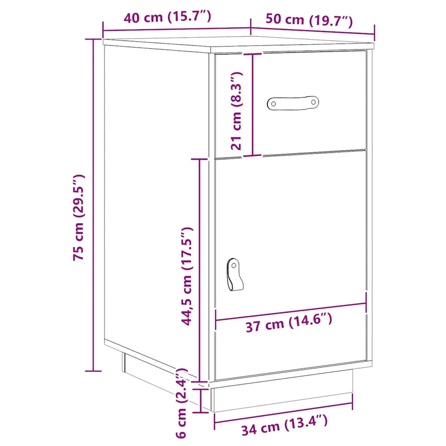 Armoire de bureau Blanc 40x50x75 cm Bois massif de pin - 11
