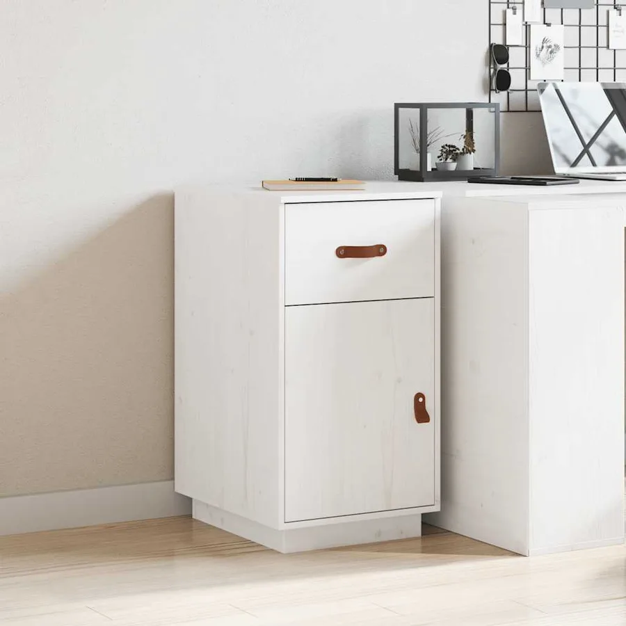 Armoire de bureau Blanc 40x50x75 cm Bois massif de pin - 3