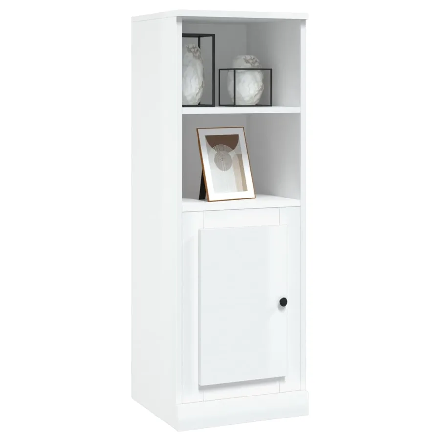 Buffet haut blanc brillant 36x35,5x103,5 cm bois d'ingénierie - 4