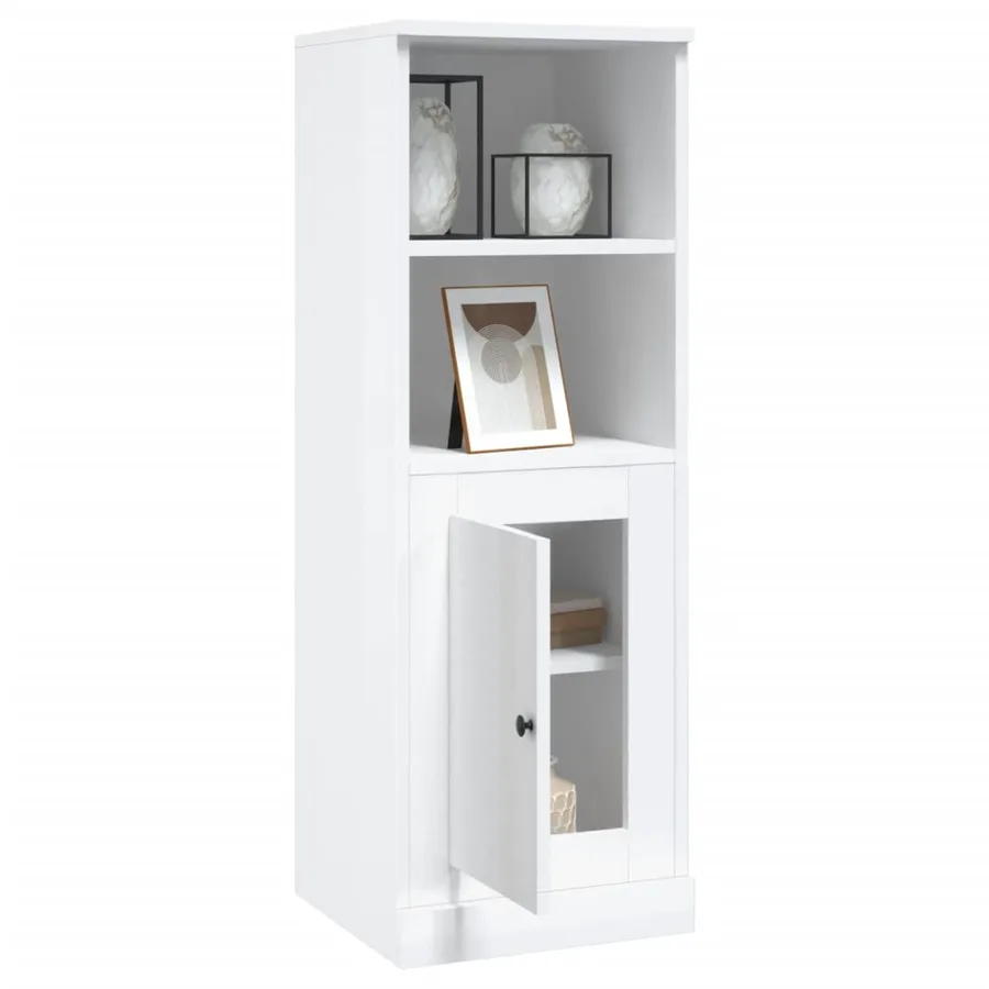 Buffet haut blanc brillant 36x35,5x103,5 cm bois d'ingénierie - 5