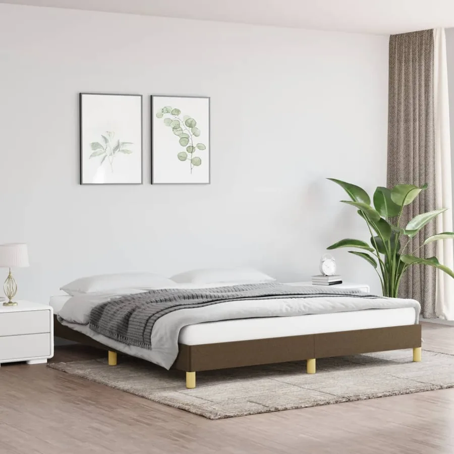 Cadre de lit sans matelas marron foncé 180x200 cm tissu