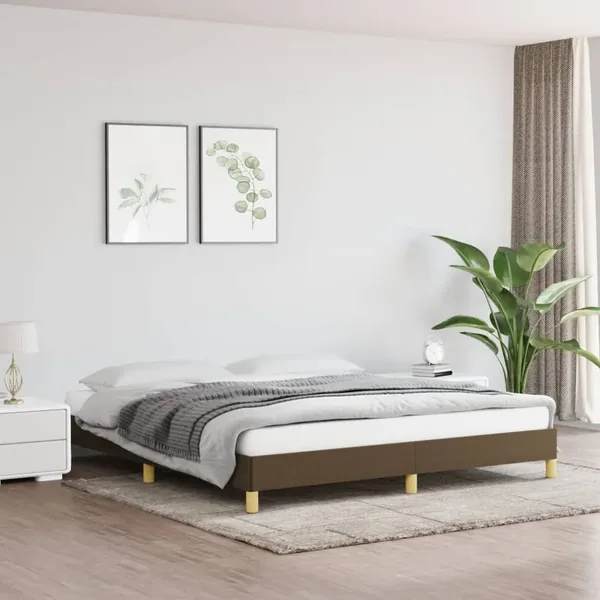 Cadre de lit sans matelas marron foncé 180x200 cm tissu