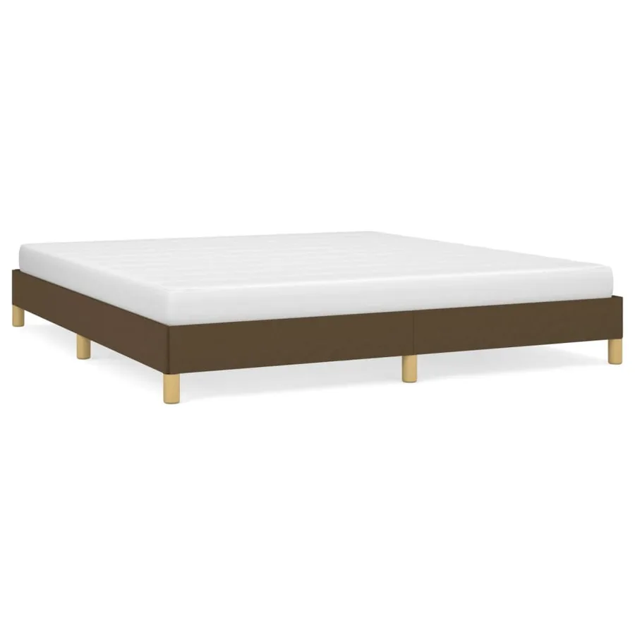 Cadre de lit sans matelas marron foncé 180x200 cm tissu - 2