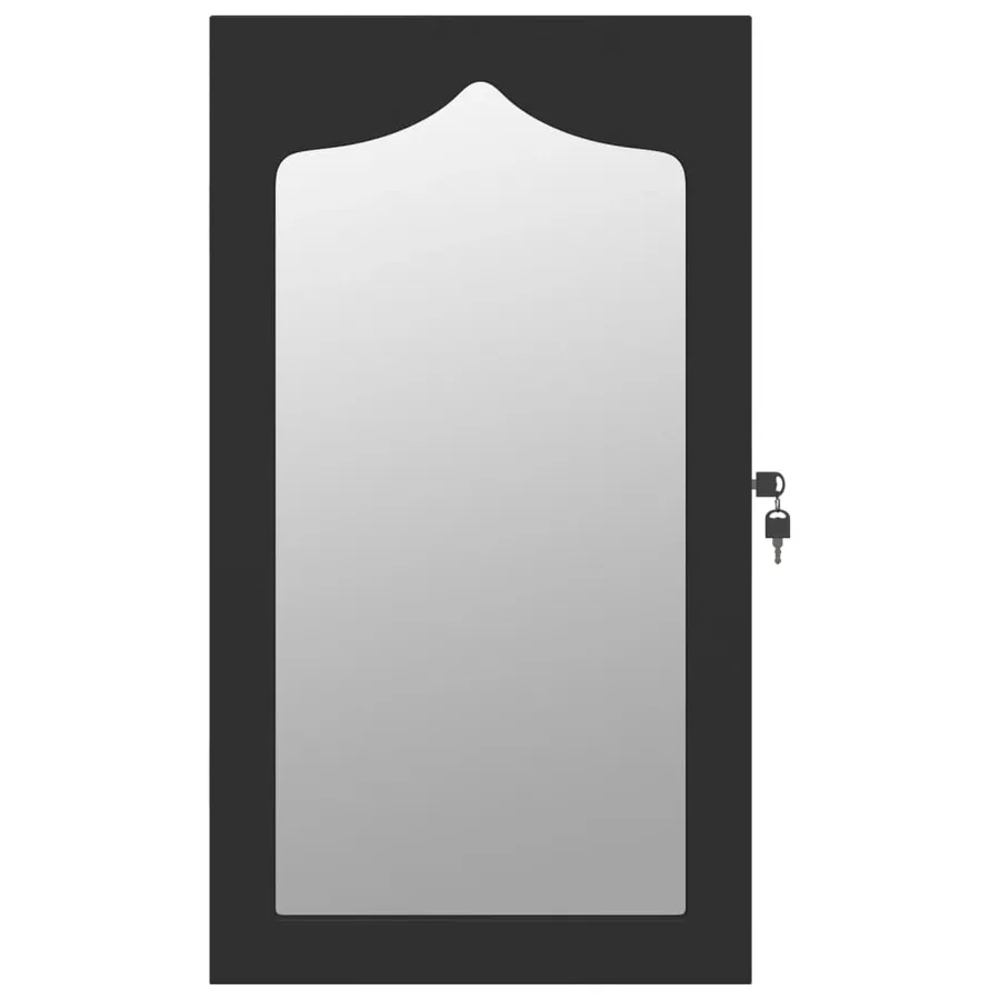 Armoire à bijoux avec miroir murale noir 37,5x10x67 cm - 4