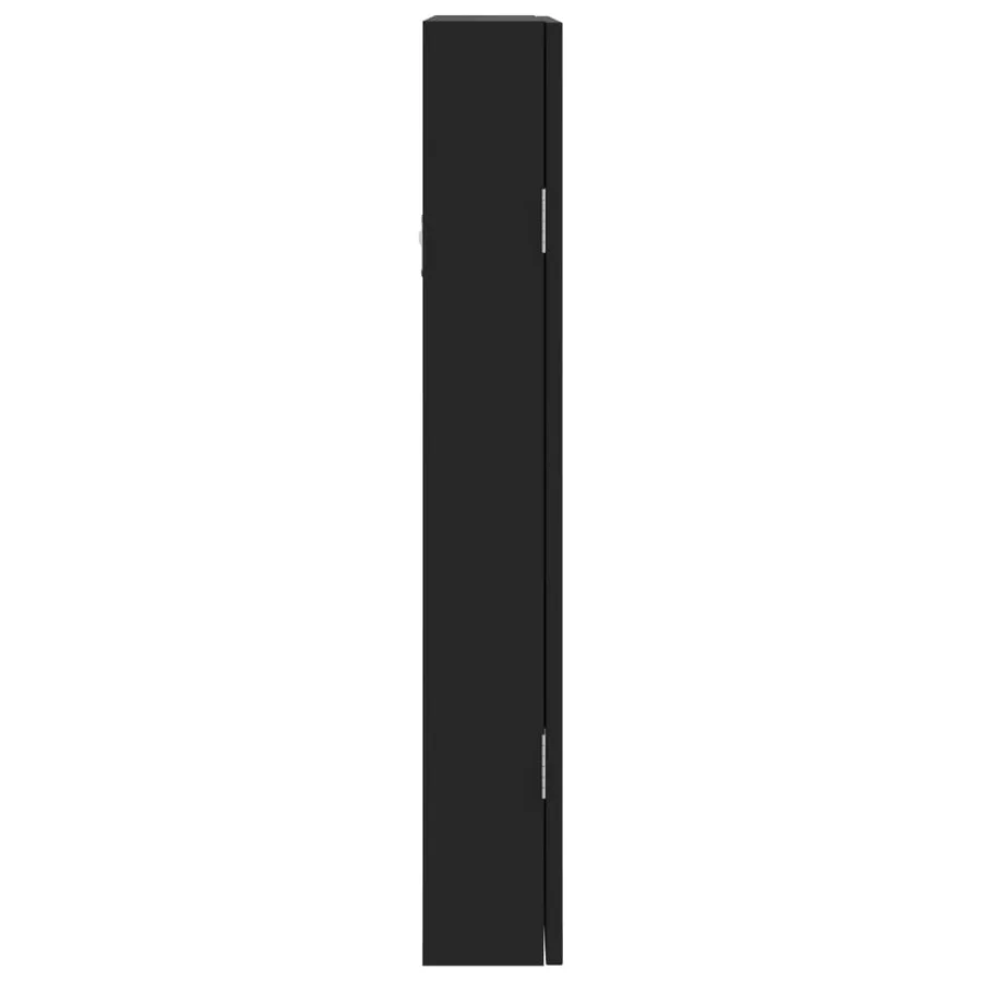 Armoire à bijoux avec miroir murale noir 37,5x10x67 cm - 6