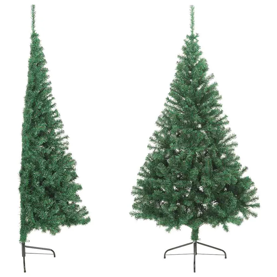 Sapin de Noël artificiel moitié avec support vert 210 cm PVC - 5