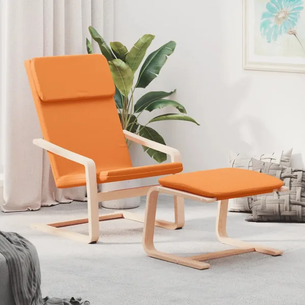Chaise de relaxation avec repose-pied Jaune foncé Tissu