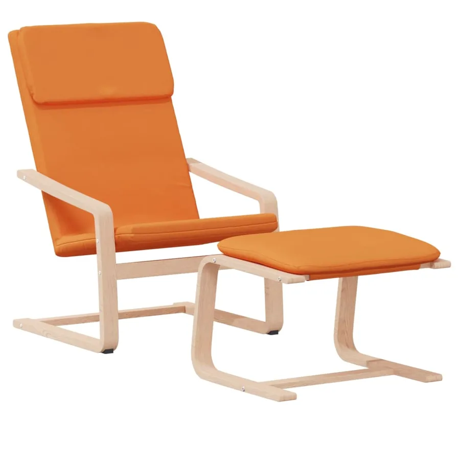 Chaise de relaxation avec repose-pied Jaune foncé Tissu - 3