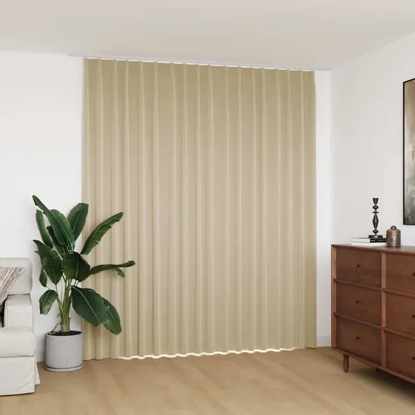 Rideau occultant avec crochets Beige 290x245 cm