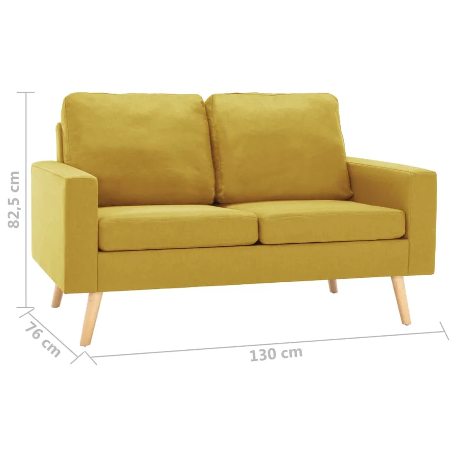 Ensemble de canapés 2 pcs Tissu Jaune - 10