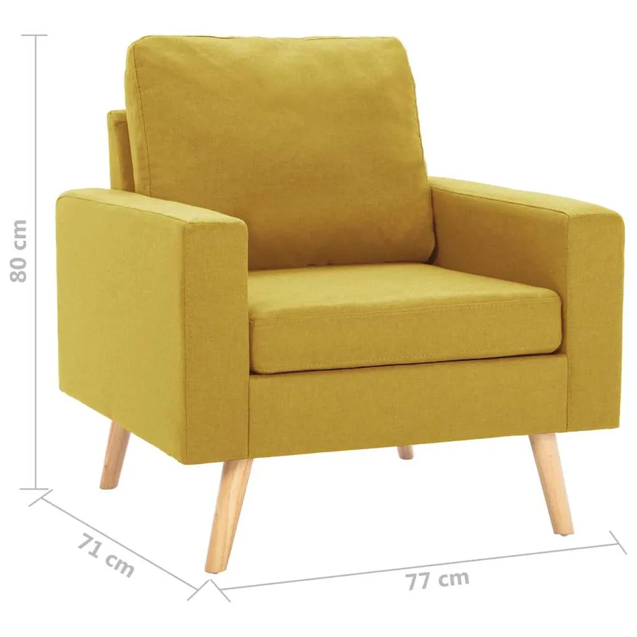 Ensemble de canapés 2 pcs Tissu Jaune - 11