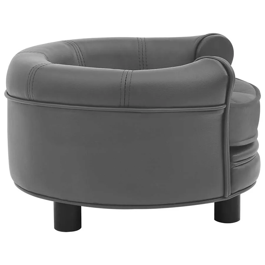 Canapé pour chien Gris 48x48x32 cm Peluche et similicuir - 4