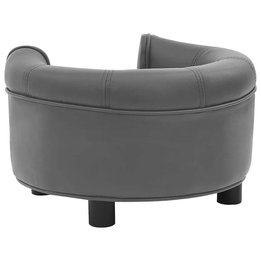 Canapé pour chien Gris 48x48x32 cm Peluche et similicuir - 5