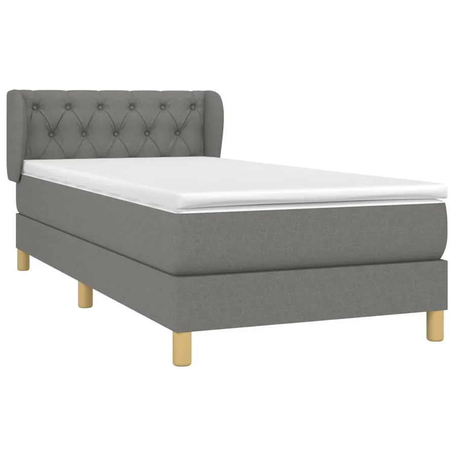 Sommier à lattes de lit avec matelas Gris foncé 80x200 cm Tissu - 3