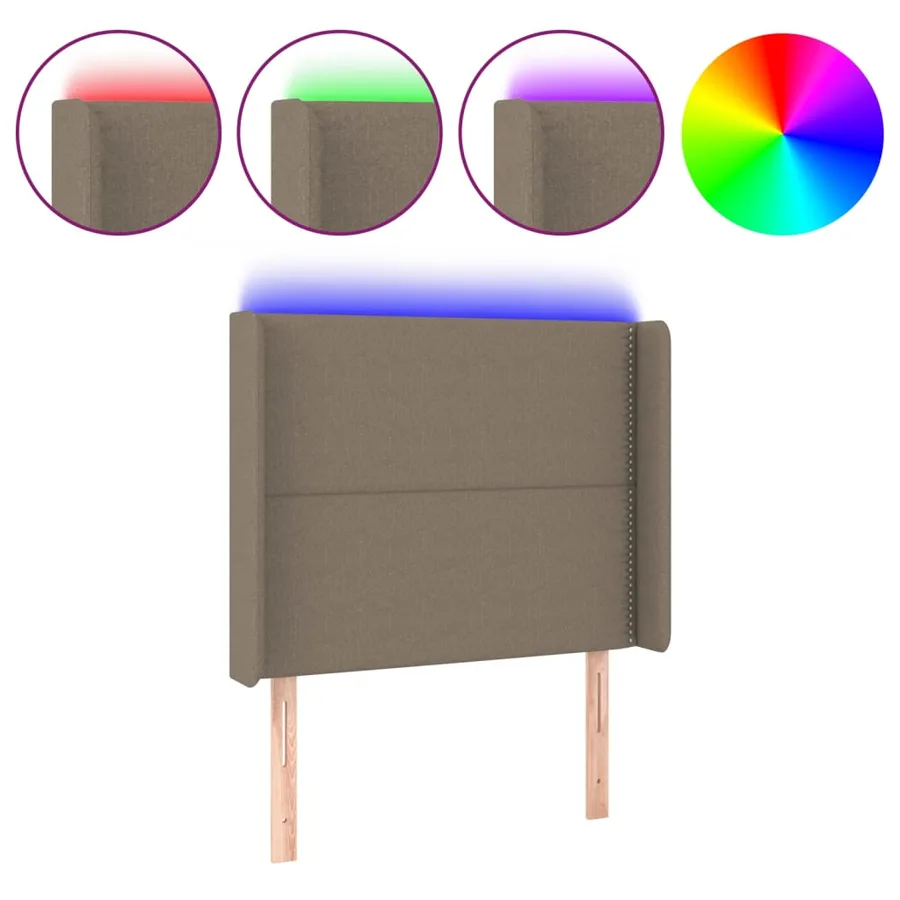 Tête de lit à LED Taupe 103x16x118/128 cm Tissu - 2