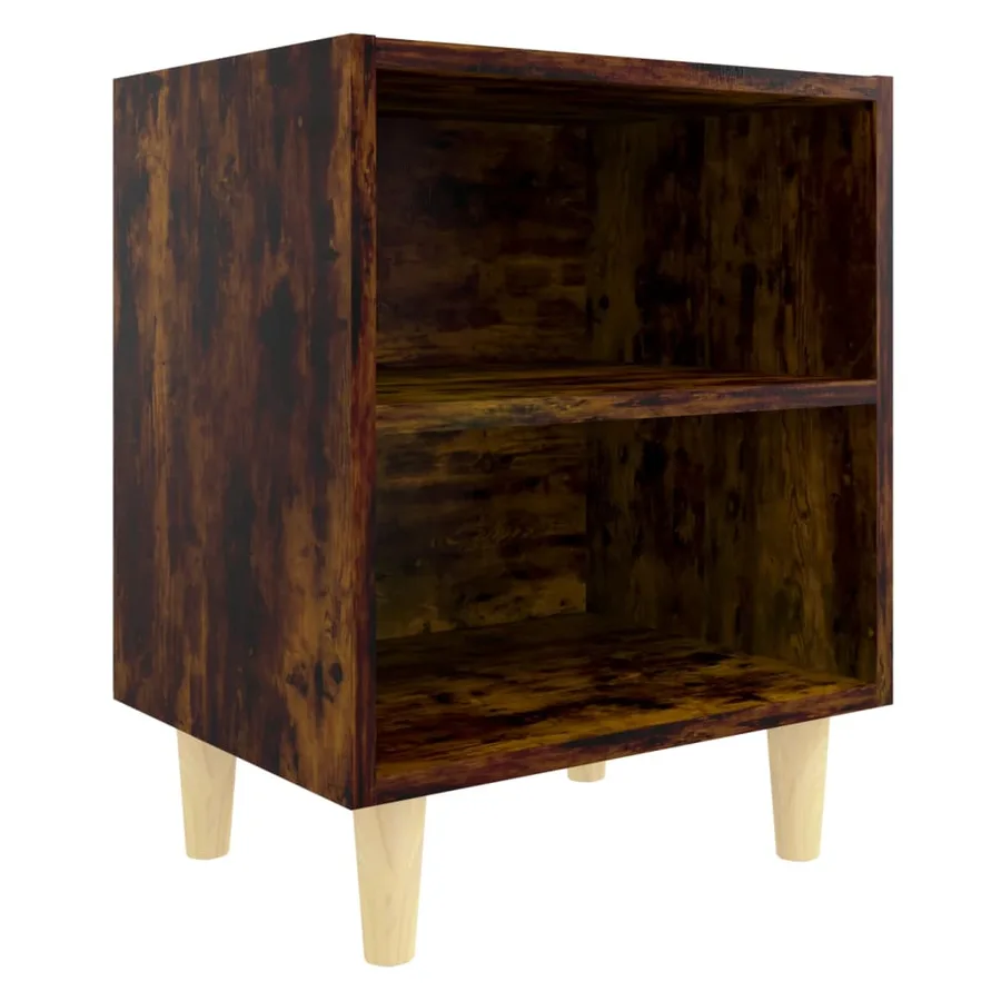 Tables de chevet et pieds en bois 2 pcs Chêne fumé 40x30x50 cm - 3