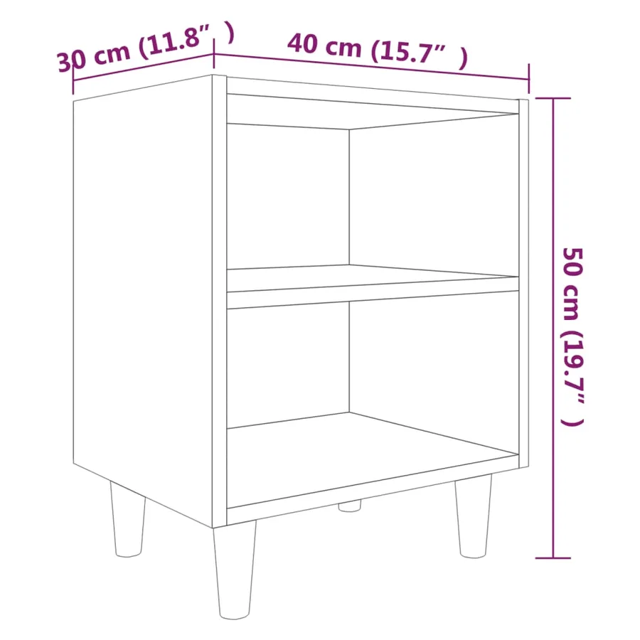 Tables de chevet et pieds en bois 2 pcs Chêne fumé 40x30x50 cm - 8