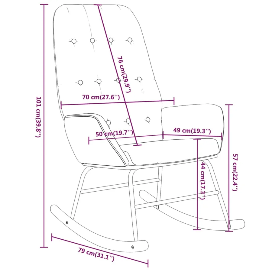 Chaise à bascule Gris clair Tissu - 8