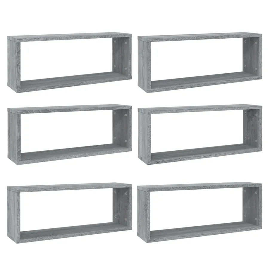 Étagères murales cube 6 pcs Sonoma gris 60x15x23 cm Bois - 2