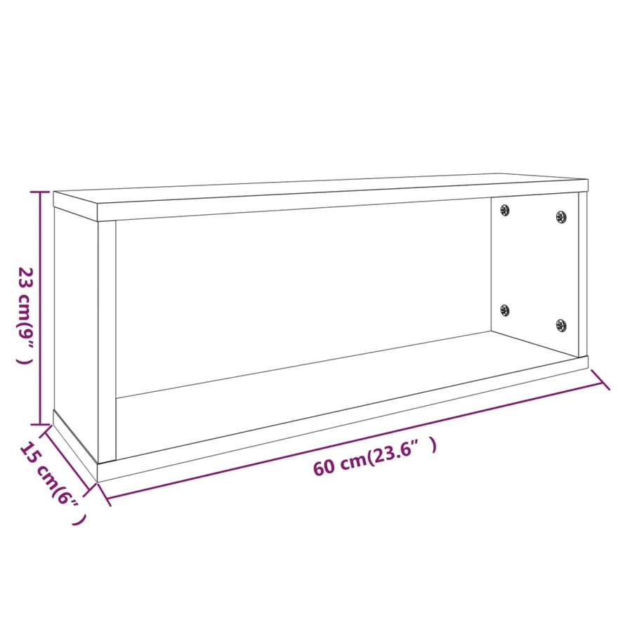 Étagères murales cube 6 pcs Sonoma gris 60x15x23 cm Bois - 8
