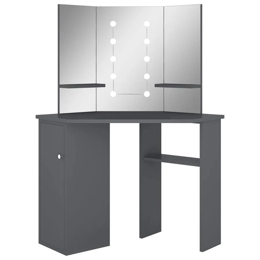 Coiffeuse d'angle avec LED Gris 111x54x141,5 cm - 2