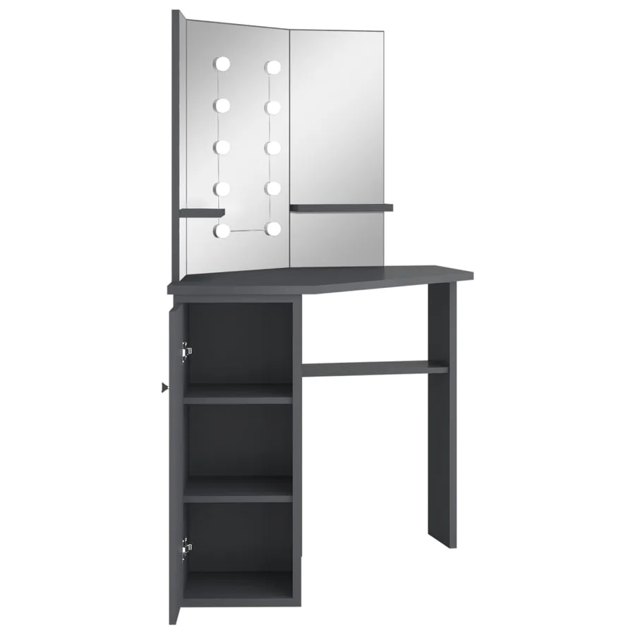 Coiffeuse d'angle avec LED Gris 111x54x141,5 cm - 6