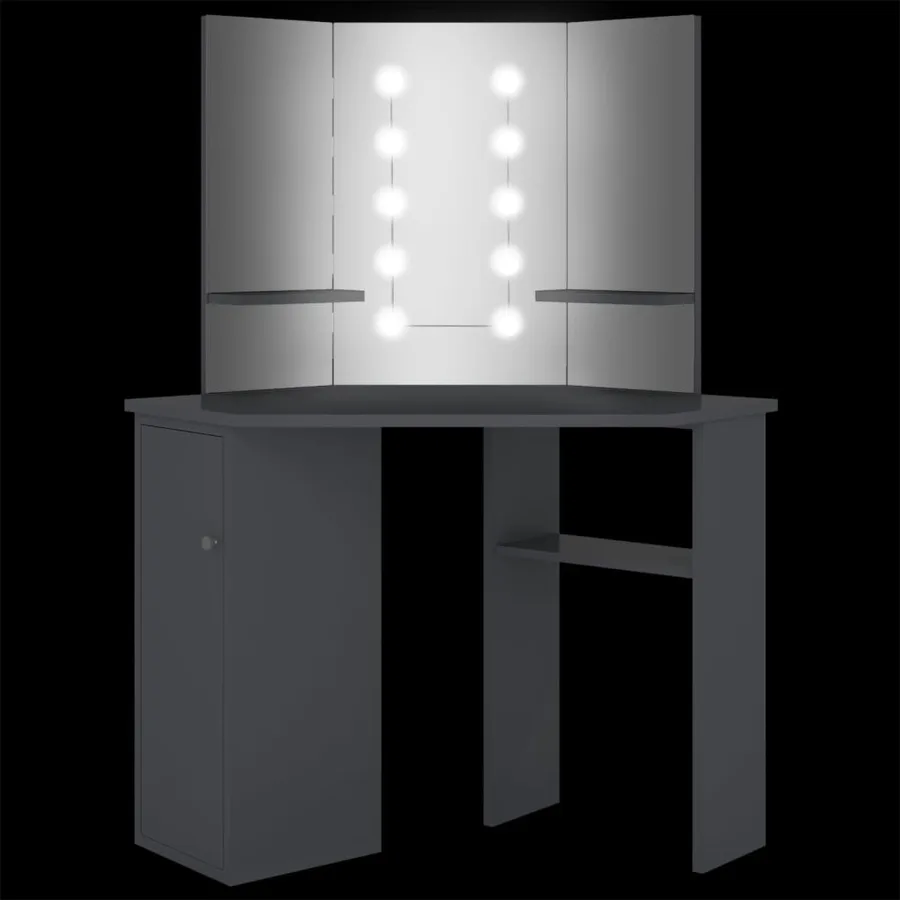 Coiffeuse d'angle avec LED Gris 111x54x141,5 cm - 8