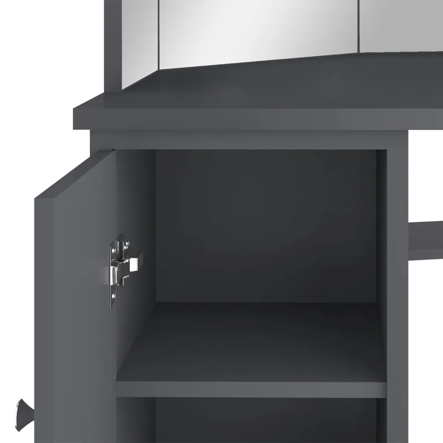 Coiffeuse d'angle avec LED Gris 111x54x141,5 cm - 9