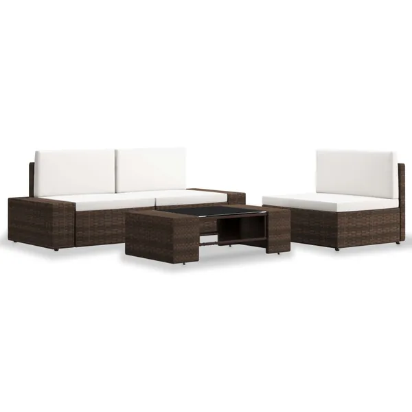 Salon de jardin 4 pcs Résine tressée Marron