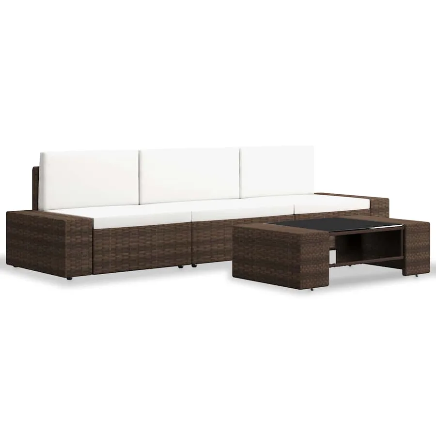 Salon de jardin 4 pcs Résine tressée Marron - 2
