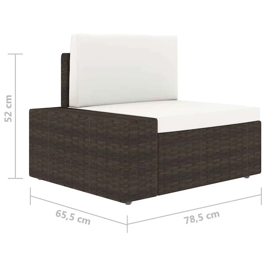 Salon de jardin 6 pcs avec coussins Marron Résine tressée - 14