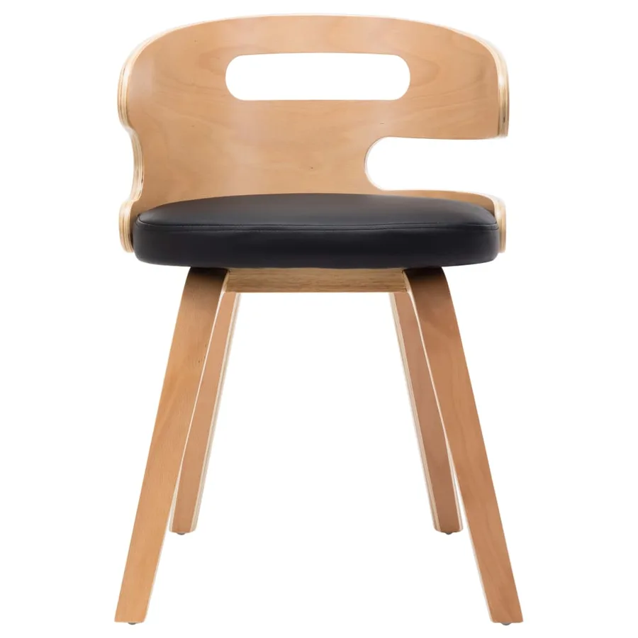 Chaises à manger lot de 6 noir bois courbé et similicuir - 3