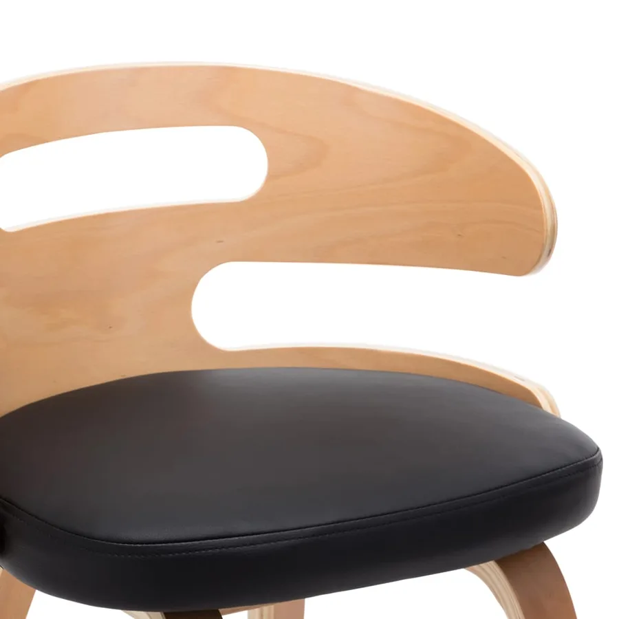 Chaises à manger lot de 6 noir bois courbé et similicuir - 6