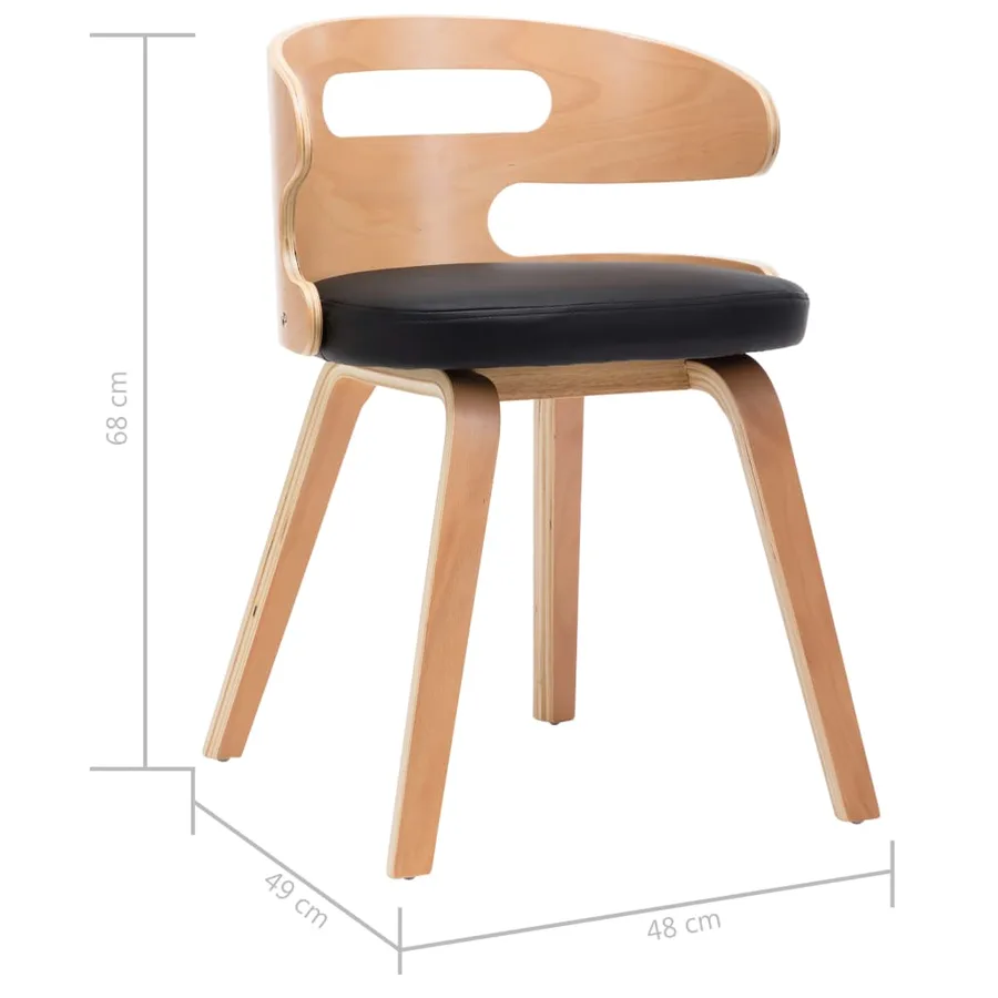 Chaises à manger lot de 6 noir bois courbé et similicuir - 7