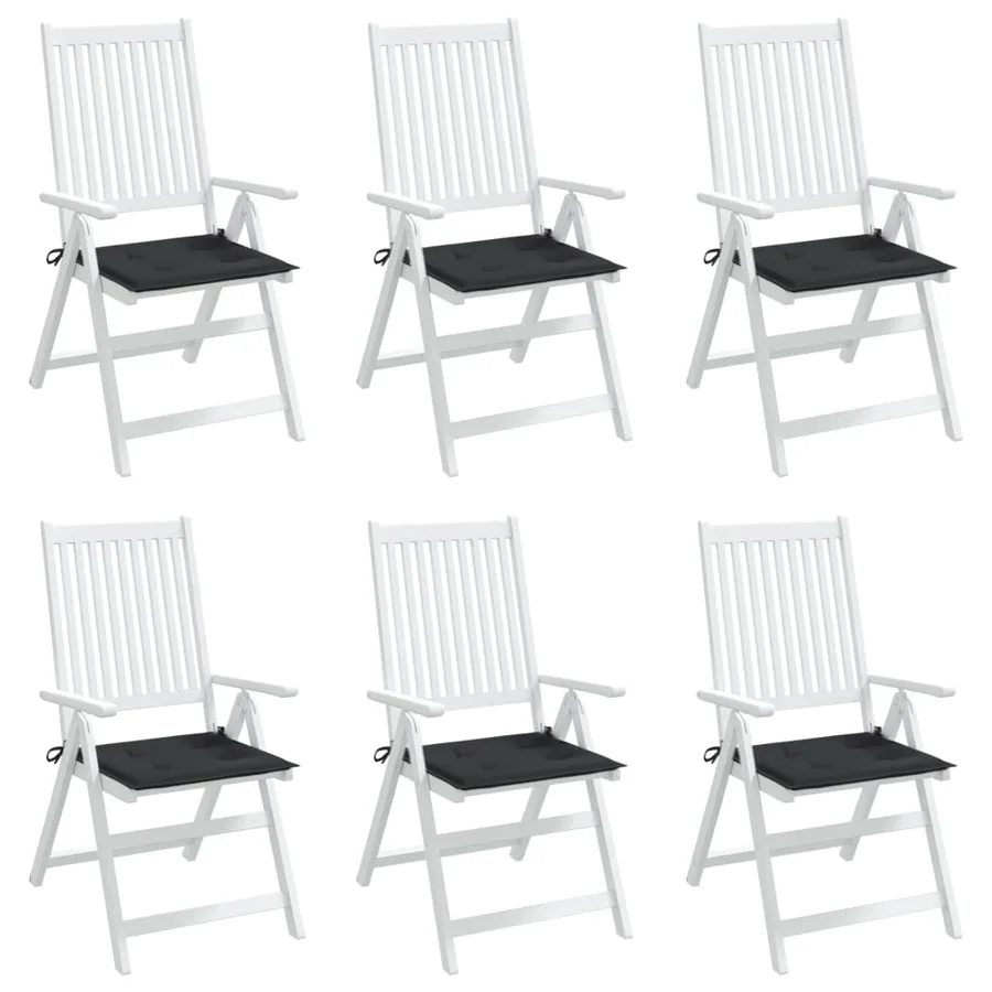 Coussins de chaise jardin lot de 6 noir 50x50x4 cm tissu oxford - 7