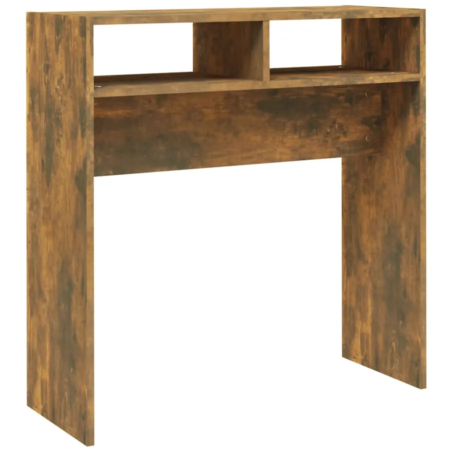 Table console Chêne fumé 78x30x80 cm Bois d'ingénierie - 2