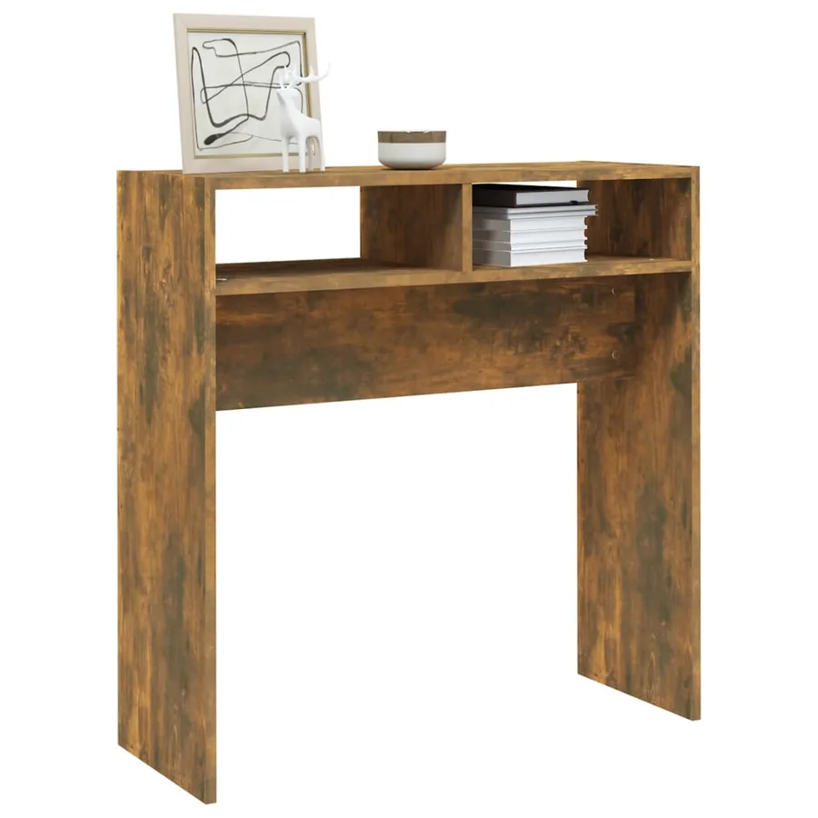 Table console Chêne fumé 78x30x80 cm Bois d'ingénierie - 6