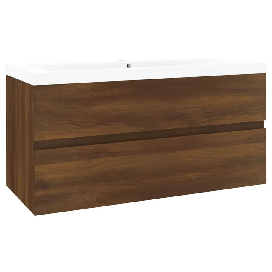 Meuble lavabo avec bassin intégré Chêne brun Bois d'ingénierie - 4
