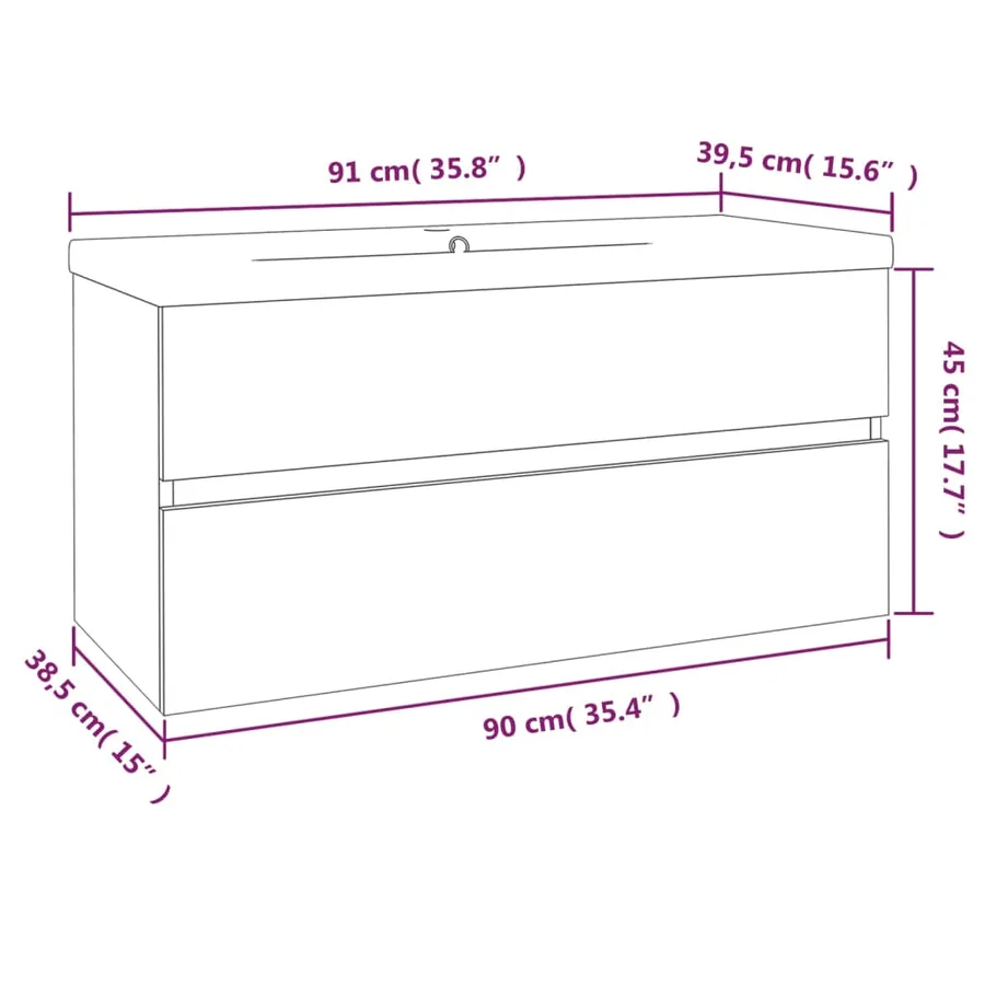 Meuble lavabo avec bassin intégré Chêne brun Bois d'ingénierie - 6
