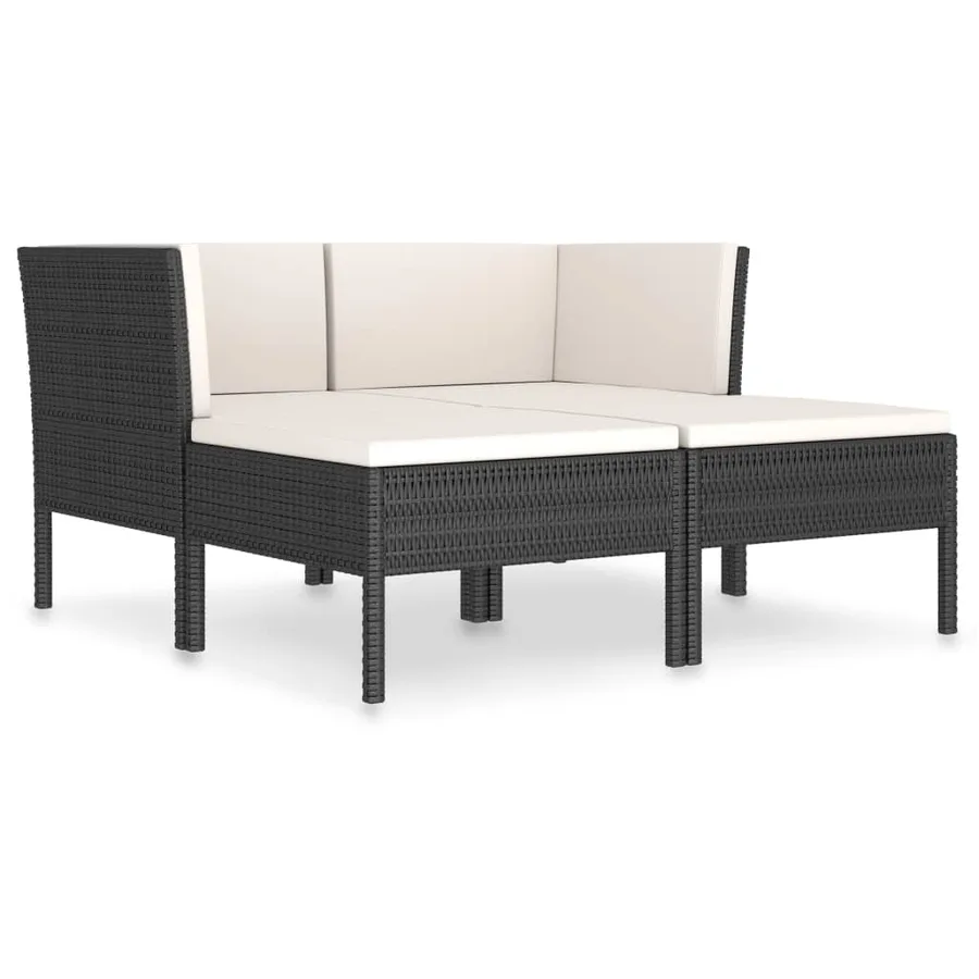 Salon de jardin 4 pcs avec coussins Résine tressée Noir - 2