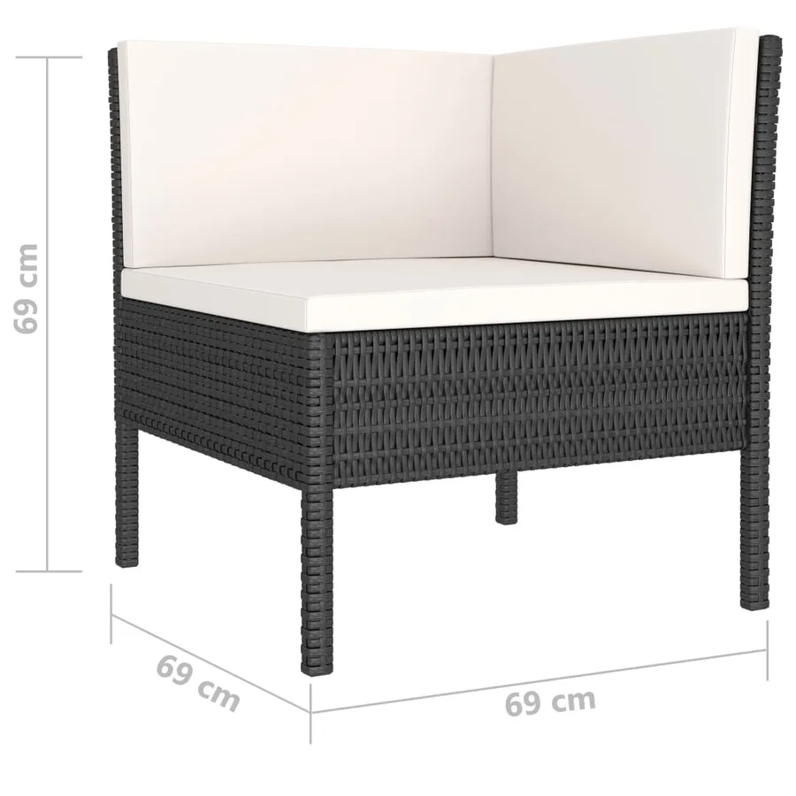 Salon de jardin 4 pcs avec coussins Résine tressée Noir - 5