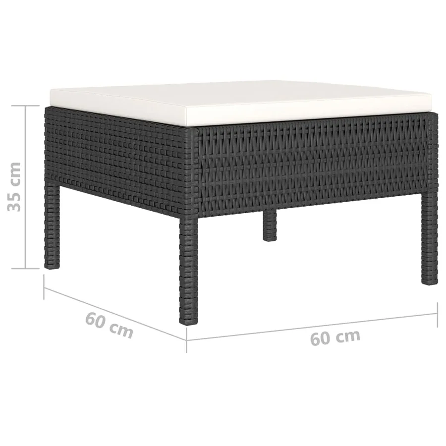 Salon de jardin 4 pcs avec coussins Résine tressée Noir - 6