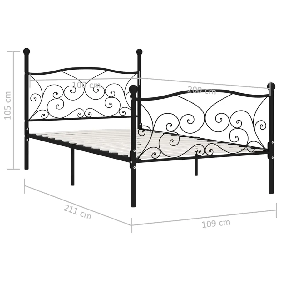 Cadre de lit sans matelas avec sommier à lattes métal 100x200cm - 5