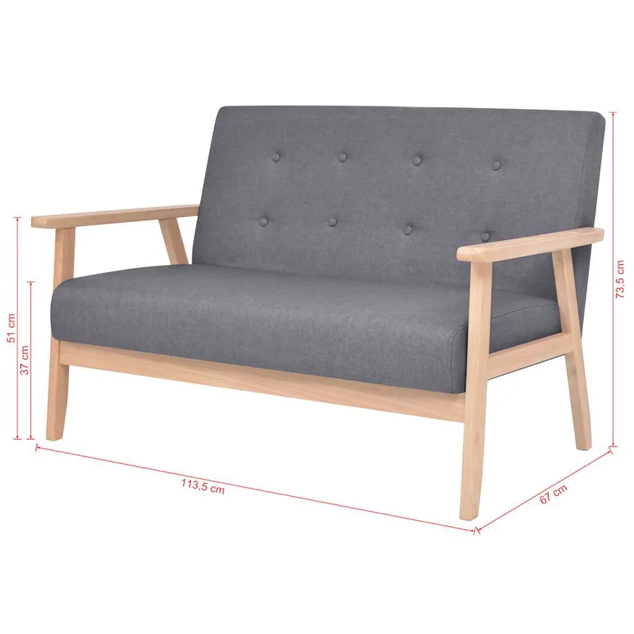 Ensemble de canapés 2 pcs Tissu Gris foncé - 10